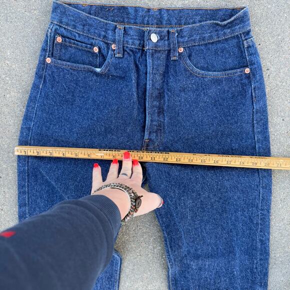 VTG 90s Levi's 501 Fuzzy Blue 5-Button Fly Original Fit Straight Leg Jeans 33x32 - Picture 9 of 11